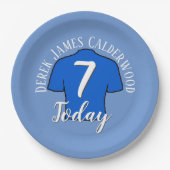7e Birthday Football Badge to Personalize Papieren Bordje (Voorkant)