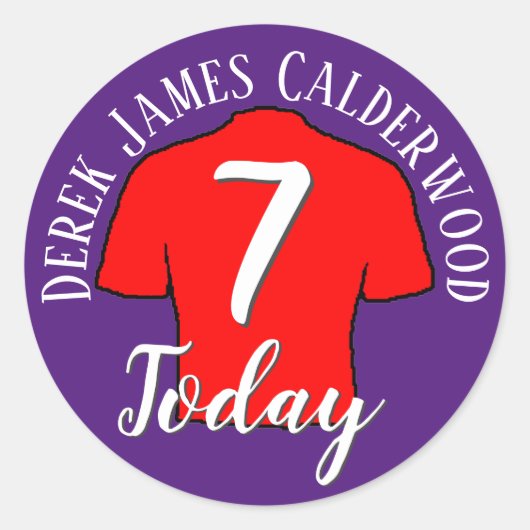 7e Birthday Football Badge to Personalize Ronde Sticker (Voorkant)