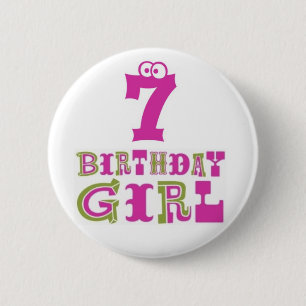 7e Birthday Girl Button Badge