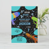 7e Black Green Water Pistool Uitnodigingen (Staand voorkant)