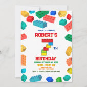 7e Bouwstenen Verjaardag uitnodiging, Bouw Kaart (Voorkant)