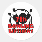7e bowling verjaardag ronde sticker (Voorkant)