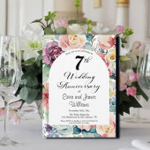7e bruiloft Jubileum Elegant Script Floral Kaart