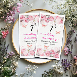 7e bruiloft Jubileum Elegante Blush Rozen Servet