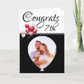 7e bruiloft Jubileum Foto Ballon Zwart Wit Kaart (Voorkant)