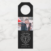 7e bruiloft Jubileum foto Onyx edelsteen hart Flessenhanger (Voorkant)