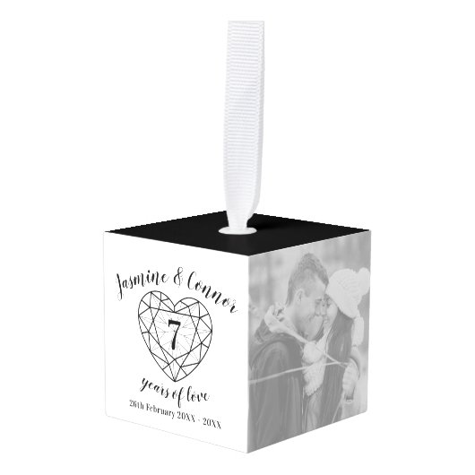 7e bruiloft Jubileum foto zwart onyx Decoratie (Voorkant hoekig)