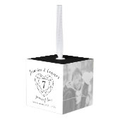 7e bruiloft Jubileum foto zwart onyx Decoratie (Achter hoekig)