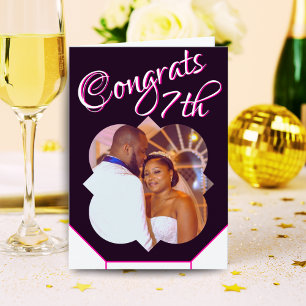 7e bruiloft Jubileum Fotokaart Zwart Wit Kaart