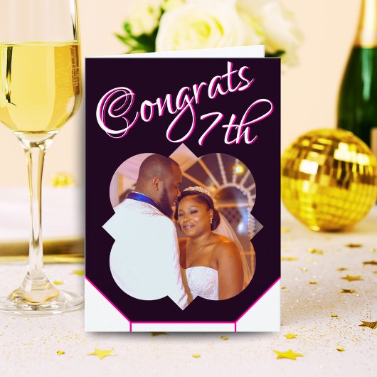 7e bruiloft Jubileum Fotokaart Zwart Wit Kaart