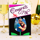 7e bruiloft Jubileum Fotokaart Zwart Wit Kaart