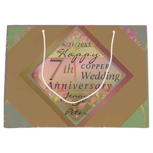 7e bruiloft Jubileum Gift Bag Groot Cadeauzakje (Voorkant)
