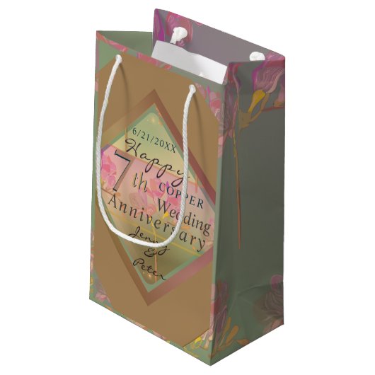 7e bruiloft Jubileum Gift Bag Klein Cadeauzakje (Achterkant Gekanteld)