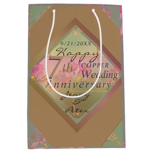 7e bruiloft Jubileum Gift Bag Medium Cadeauzakje (Voorkant)