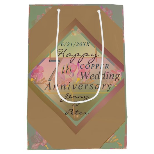 7e bruiloft Jubileum Gift Bag Medium Cadeauzakje (Achterkant)