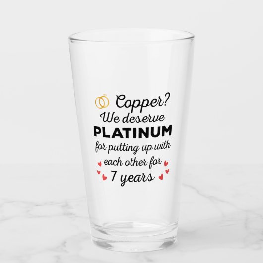 7e bruiloft Jubileum I - Copper Funny Paar Glas (Voorkant)