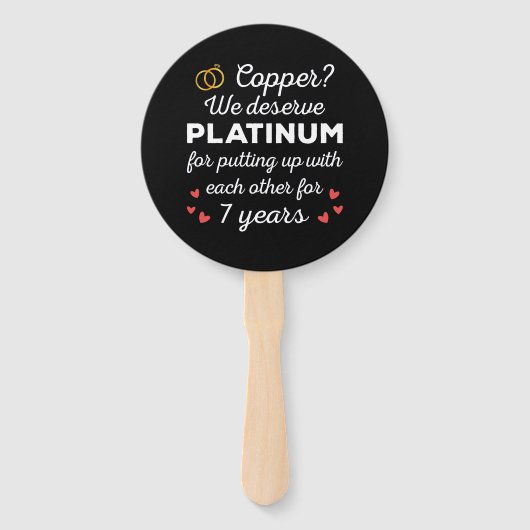 7e bruiloft Jubileum I - Copper Funny Paar Handwaaier (Voorkant)