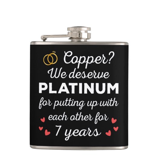 7e bruiloft Jubileum I - Copper Funny Paar Heupfles (Voorkant)