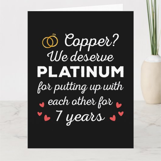 7e bruiloft Jubileum I - Copper Funny Paar Kaart (Voorkant)
