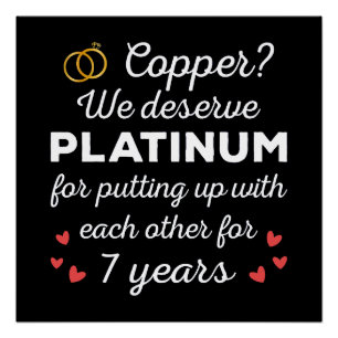 7e bruiloft Jubileum I - Copper Funny Paar Perfect Poster