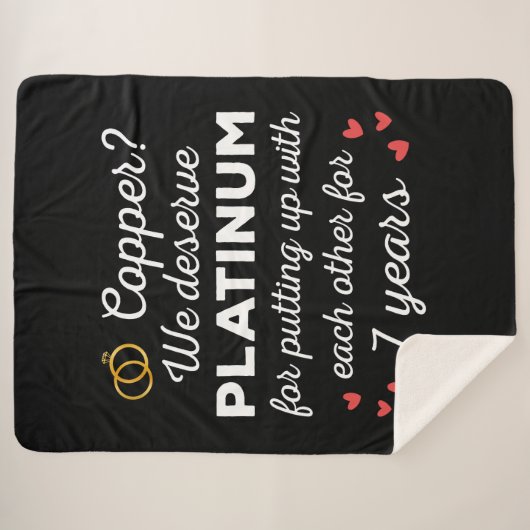 7e bruiloft Jubileum I - Copper Funny Paar Sherpa Deken (Voorkant (horizontaal))
