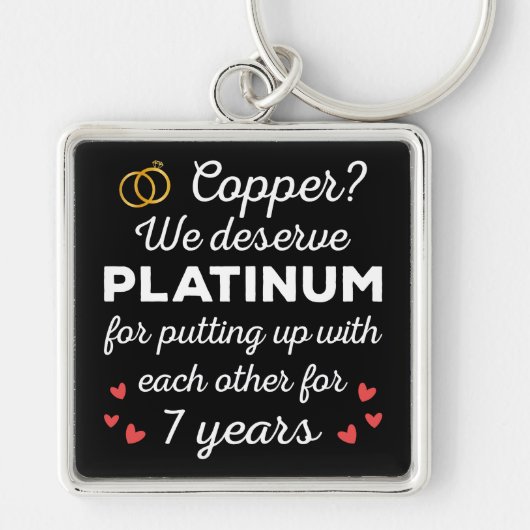 7e bruiloft Jubileum I - Copper Funny Paar Sleutelhanger (Voorkant)