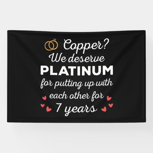 7e bruiloft Jubileum I - Copper Funny Paar Spandoek (Horizontaal)