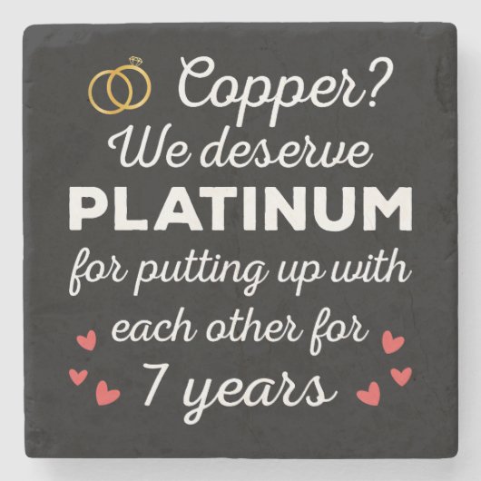 7e bruiloft Jubileum I - Copper Funny Paar Stenen Onderzetter (Voorkant)