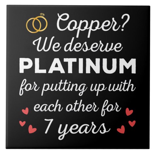 7e bruiloft Jubileum I - Copper Funny Paar Tegeltje (Voorkant)
