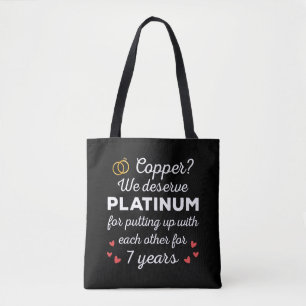 7e bruiloft Jubileum I - Copper Funny Paar Tote Bag