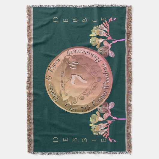 7e bruiloft Jubileum Koper Fresia Deken (Voorkant Verticaal)