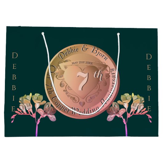 7e bruiloft Jubileum Koper Fresia Groot Cadeauzakje (Achterkant)