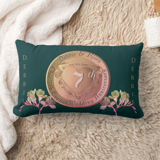 7e bruiloft Jubileum Koper Fresia Kussen (Deken)