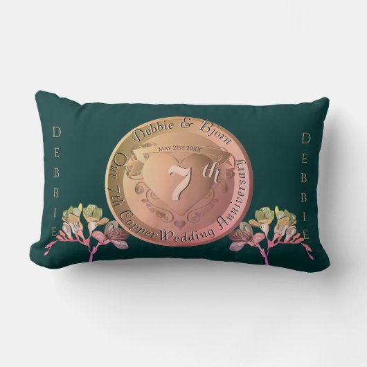 7e bruiloft Jubileum Koper Fresia Kussen (Voorkant)