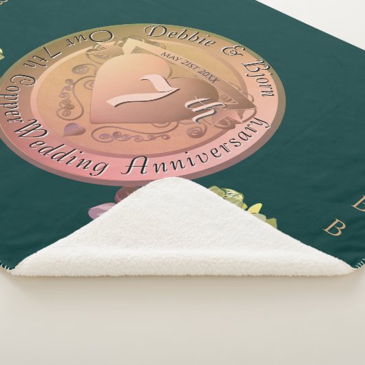 7e bruiloft Jubileum Koper Fresia Sherpa Deken (3/4)