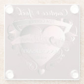 7e bruiloft Jubileum Koper Glazen Onderzetter (Achterkant)