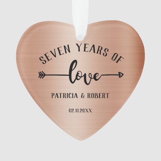 7e bruiloft Jubileum koperen Jubileum foto Ornament (voorkant)