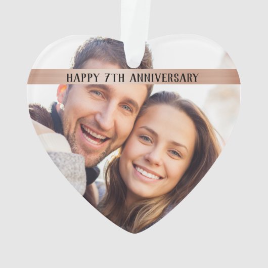 7e bruiloft Jubileum koperen Jubileum foto Ornament (achterkant)