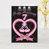 7e bruiloft Jubileum roze hart boog voor paar Kaart (Gele Bloem)