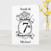 7E bruiloft Jubileum Rozen Kaart (Gele Bloem)