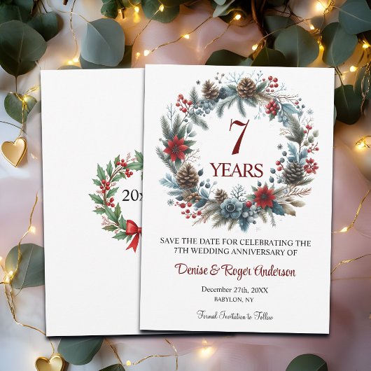 7e bruiloft Jubileum Winter Save The Date