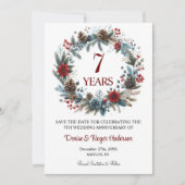 7e bruiloft Jubileum Winter Save The Date (Voorkant)