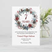 7e bruiloft Jubileum Winter Save The Date (Staand voorkant)