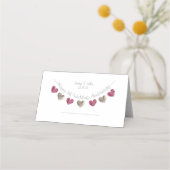 7e bruiloft Jubileum wol hart placecard Plaatskaartje (Voorkant)