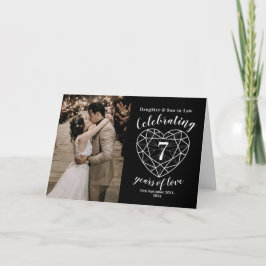 7e bruiloft Jubileum zwart hart Kaart