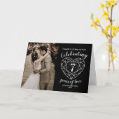 7e bruiloft Jubileum zwart hart Kaart (Gele Bloem)