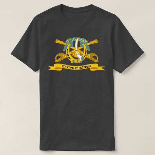 7e Cavalerie Regiment w Br Ribbon T-shirt (Design voorkant)