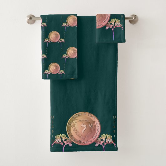 7e Copper Fresia Bruiloft Jubileum Bad Handdoek (Insitu)
