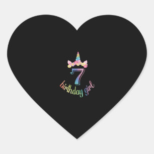 7e Eenhoorn Verjaardag meisje T-shirt 7 jaar oud d Hart Sticker