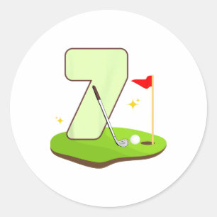 7e Golf Verjaardag Golfer 7 jaar oud Bday Party Ki Ronde Sticker